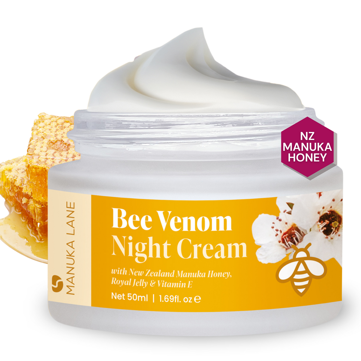 Bee Venom Night Cream with New Zealand Manuka Honey, Royal Jelly