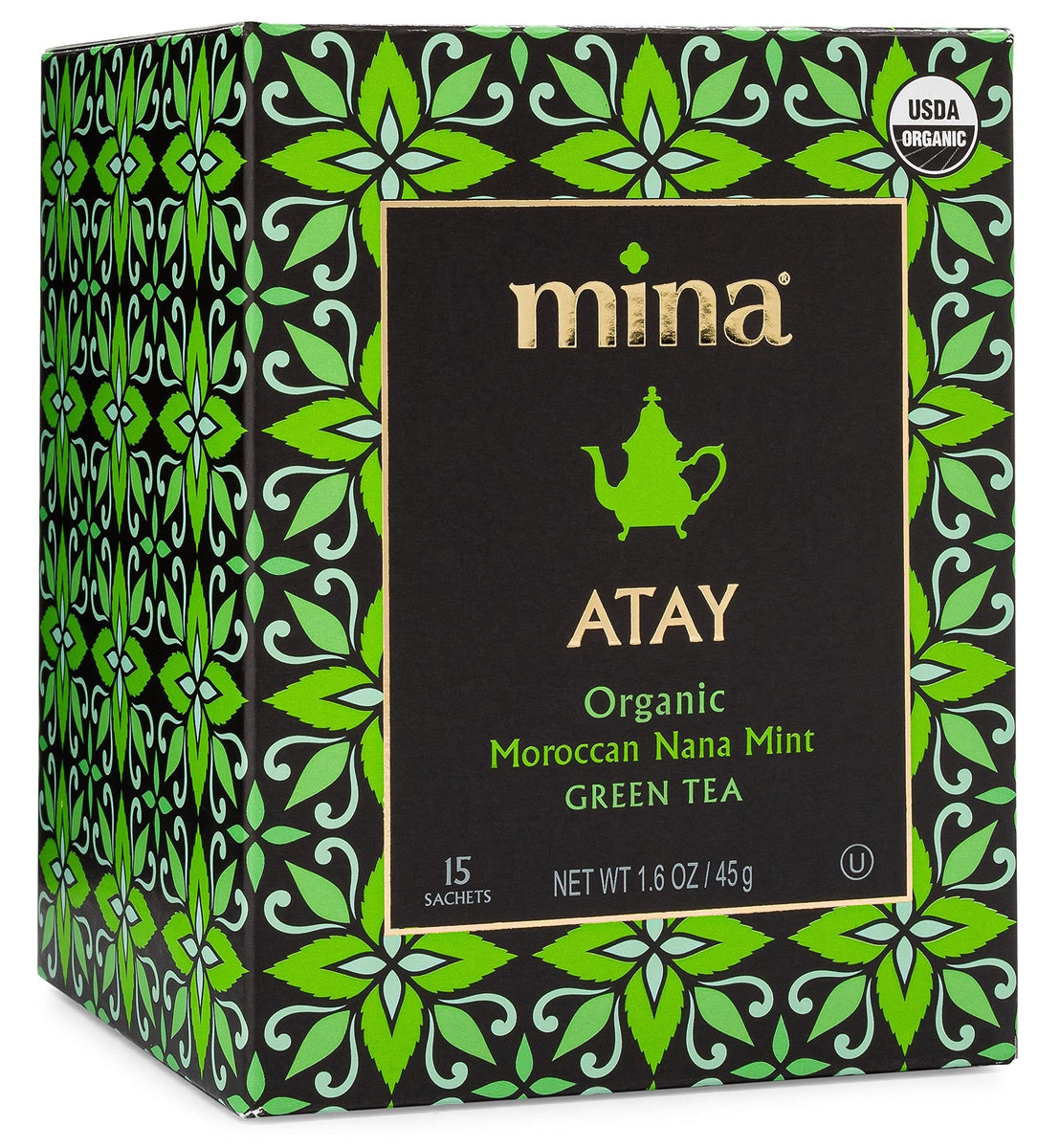 Mina Atay Organic Moroccan Nana Mint Green Tea 15 Sachets 1.6 oz
