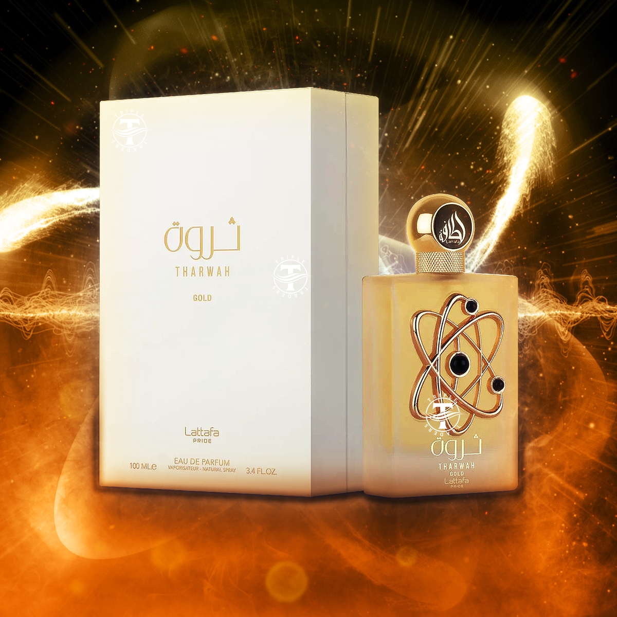 Tharwah Gold By Lattafa 100ml 3.4 FL OZ Eau De Parfum – Triple Traders Tharwah Gold By Lattafa 100ml 3.4 FL OZ Eau De Parfum – Triple Traders