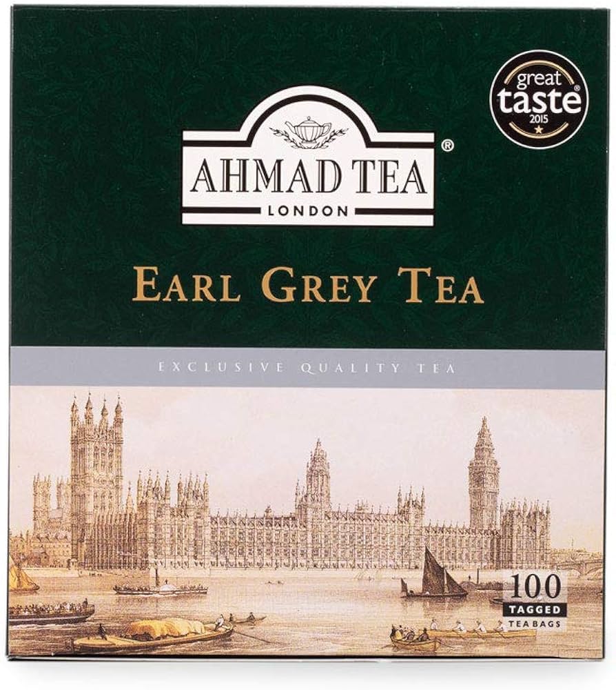 Ahmad Earl Grey Tea - 100 tagged tea bags (200 Gram) - Exclusive Quality Tea