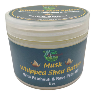 Musk Whipped Shea Butter with Patchouli & Rose Petal Oil 8oz by Mine Botanicals