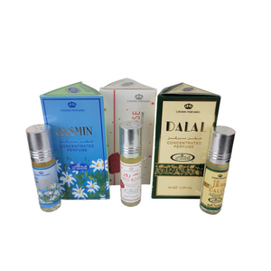 BUNDLE 3x Perfumed Oils - Jasmin - Red Rose - Dalal By Crown Perfumes Al-Rehab 6ml Each