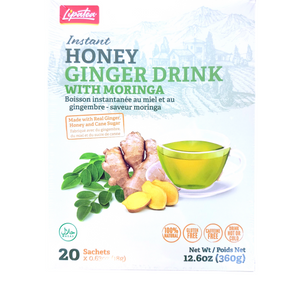 Instant Honey Ginger Drink With Moringa By Lipatea 20x Sachets (18g x 20) Net Wt 12.6 OZ (360g)