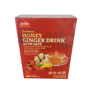 Instant Honey Ginger Drink With Date By Lipatea 20x Sachets (18g x 20) Net Wt 12.6 OZ (360g )