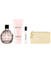 Jimmy Choo for Women 4 piece EDP Gift Set (3.3oz EDP, 0.25oz EDP, 3.3oz lotion, pouch)