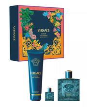 Versace Eros for Men Eau De Toilette 3 piece Gift Set (3.4oz EDT, 0.17oz travel sp, 5oz shower gel)