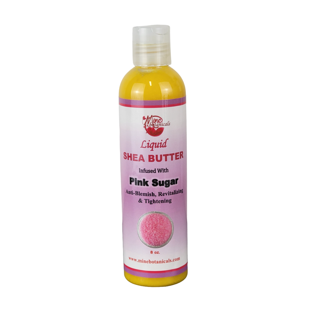 Liquid Shea Butter Infused With Pink Sugar 8 oz By Mine Botanicals