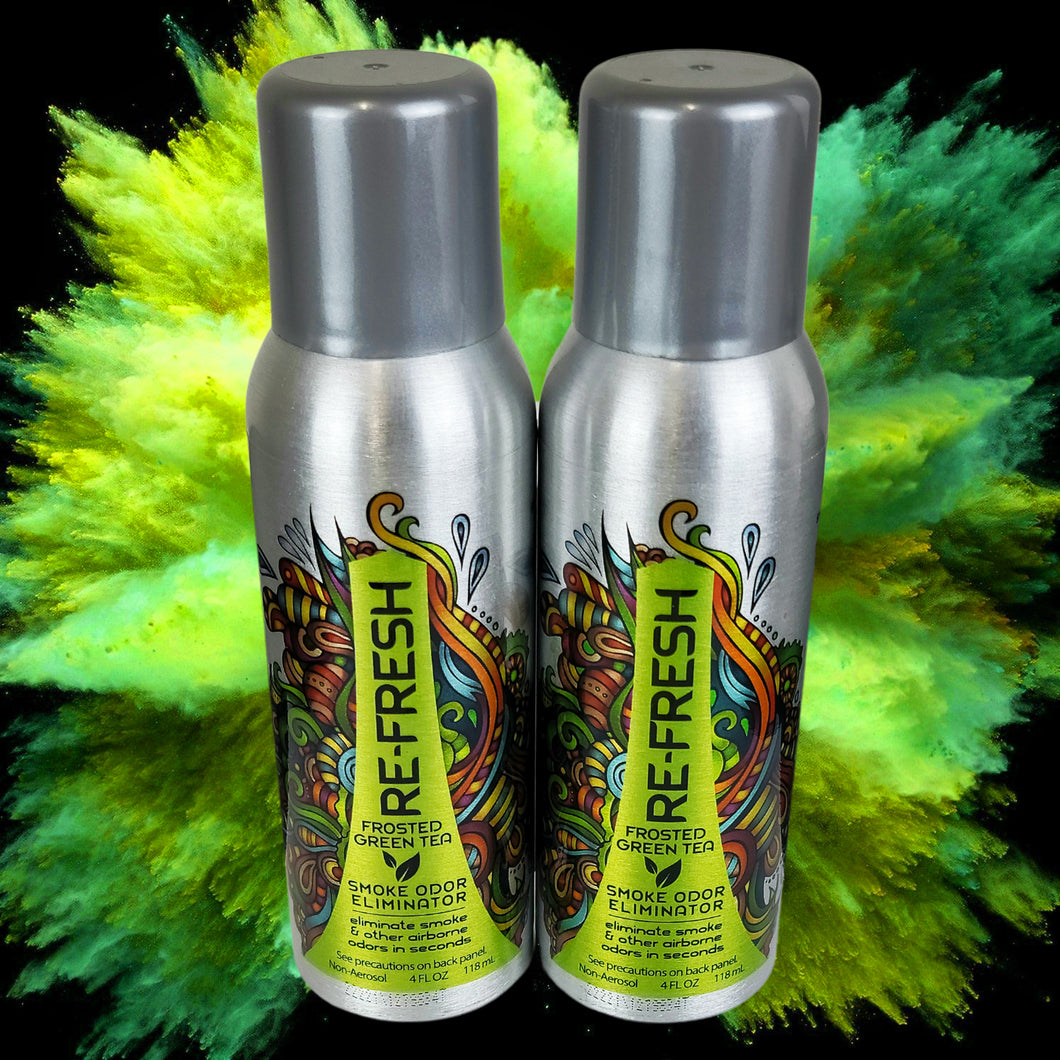 Re-Fresh Frosted Green Tea Smoke Odor Eliminator 4 FL OZ 118ML Non-Aerosol (2x Pieces)