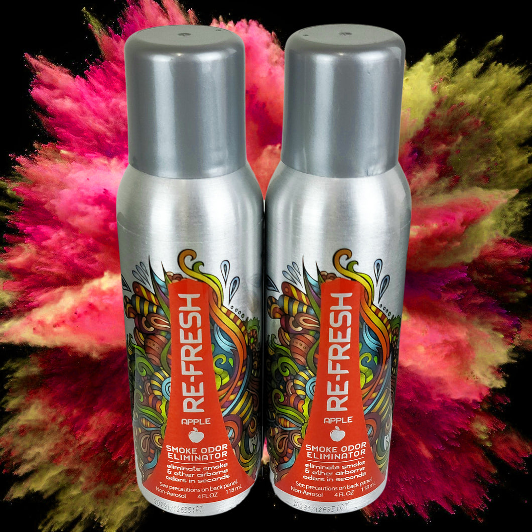 Re-Fresh Apple Smoke Odor Eliminator 4 FL OZ 118ML Non-Aerosol (2x Pieces)