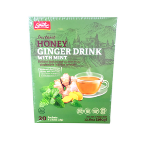 Instant Honey Ginger Drink With Mint By Lipatea 20x Sachets (18g x 20) Net Wt 12.6 OZ (360g)
