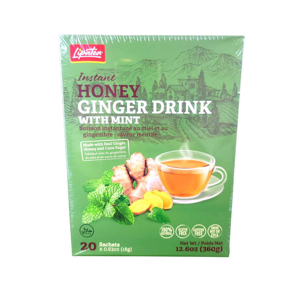 Instant Honey Ginger Drink With Mint By Lipatea 20x Sachets (18g x 20) Net Wt 12.6 OZ (360g)