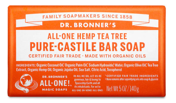 Dr Bronner's Hemp Tea Tree Pure-Castile Bar Soap 5 oz