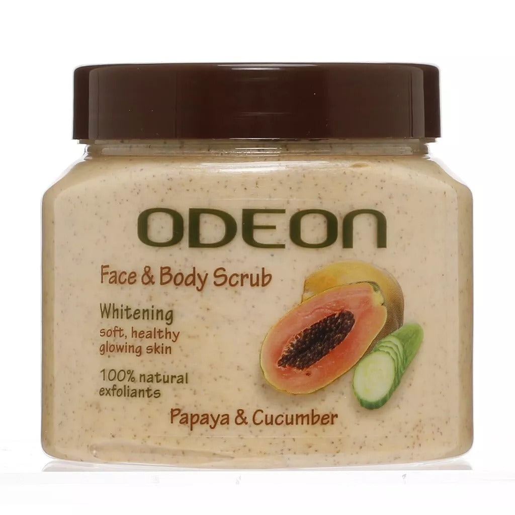ODEON Papaya & Cucumber Brightening Face & Body Scrub 300ml