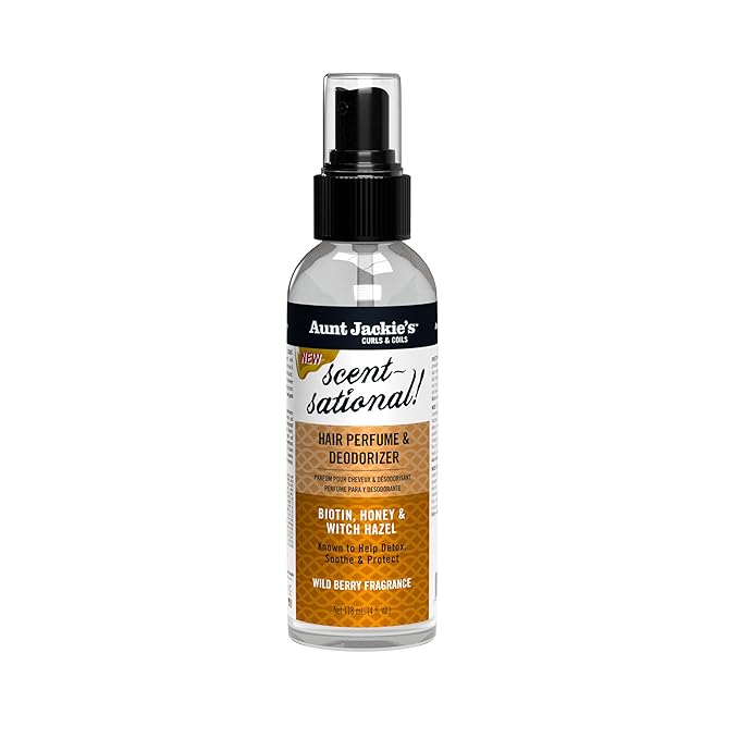 Aunt Jackie's Scent-Sational Hair Perfume & Deodorizer with Witch Hazel, Biotin, and Honey – 4 fl oz