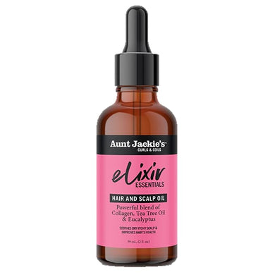 Aunt Jackie's Elixir Essentials Hair & Scalp Oil, Collagen, Tea Tree Oil & Eucalyptus, 2 oz