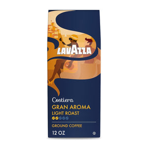 Lavazza Costiera Gran Aroma Ground Coffee 12oz Bag, Light Roast, Smooth and Aromatic Taste, Intensity 2/5, 100% Arabica