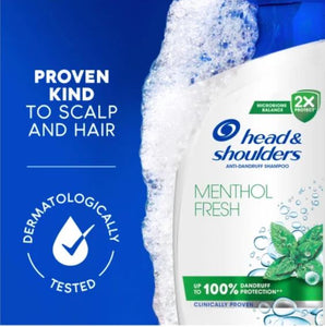 Head & Shoulders Menthol Fresh Anti Dandruff Daily Shampoo 2X Protect Microbiome Balance 400ml