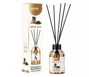 Jasmine Turkish Reed Diffuser (Royal Oud Scent) Set 3.72 fl.oz, 110ml, Oil Reed Diffuser with 4 Sticks