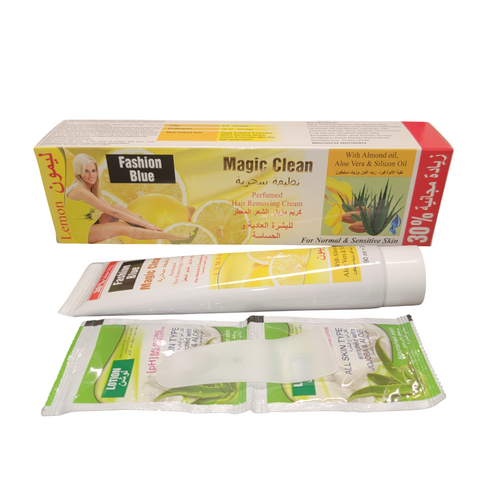 Magic Clean Lemon Perfumed Hair Removing Cream With Almond, Aloe & Silicon Oil For Normal & Sensitive Skin