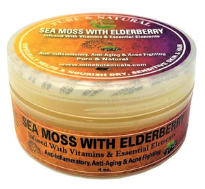 Sea Moss With Elderberry Infused With Vitamins Cream 4 oz By Mine Botanicals