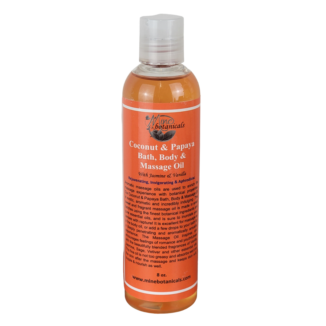 Coconut & Papaya Bath, Body & Massage Oil 8 oz By Mine Botanicals