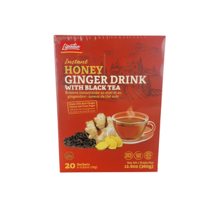 Instant Honey Ginger Drink With Black Tea By Lipatea 20x Sachets (18g x 20) Net Wt 12.6 OZ (360g )