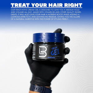 L3 Level 3 Cream Gel - Provides Volume and Medium Hold - With Vitamins to Nourish and Protect Hair Level Three Mens Hair Styling Cream