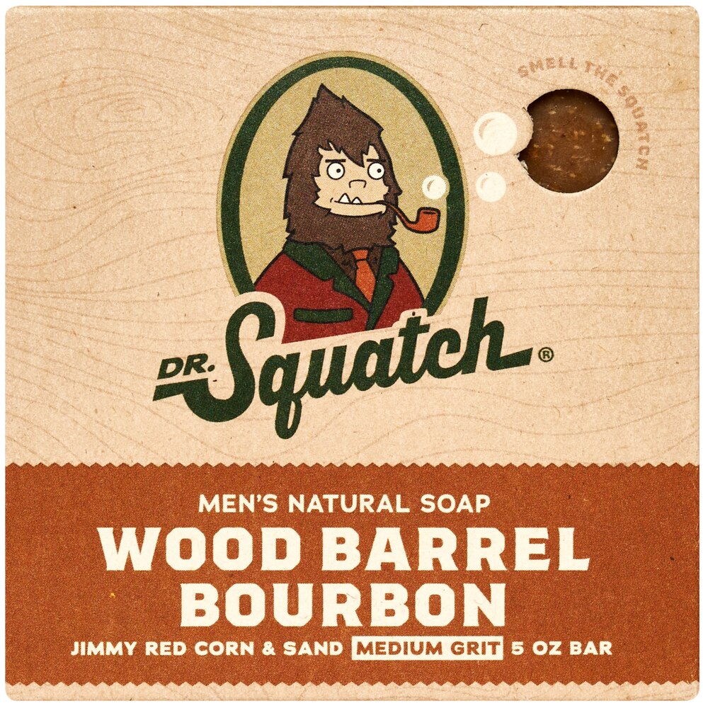 Dr. Squatch All Natural Bar Soap for Men with Medium Grit, Wood Barrel Bourbon 5 OZ (141g)