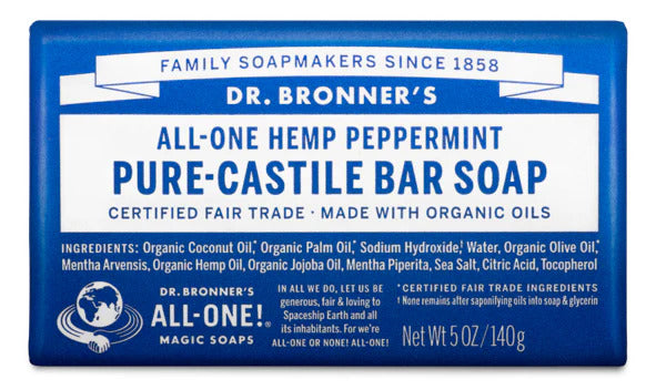 Dr Bronner's Hemp Peppermint Pure-Castile Bar Soap 5 oz