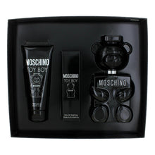 Moschino Toy Boy Eau De Parfum 3 piece Gift Set (3.4oz EDP, 0.3oz travel spray, 3.4oz body gel)