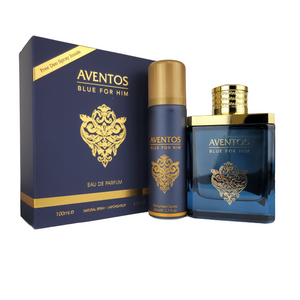 Aventos Blue for Him Eau De Parfum + FREE Deo Spray by Fragrance World 100ml 3.4 FL OZ