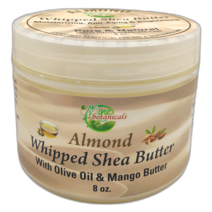Almond Whipped Shea Butter with olive Oil & Mango Butter 8oz by Mine Botanicals