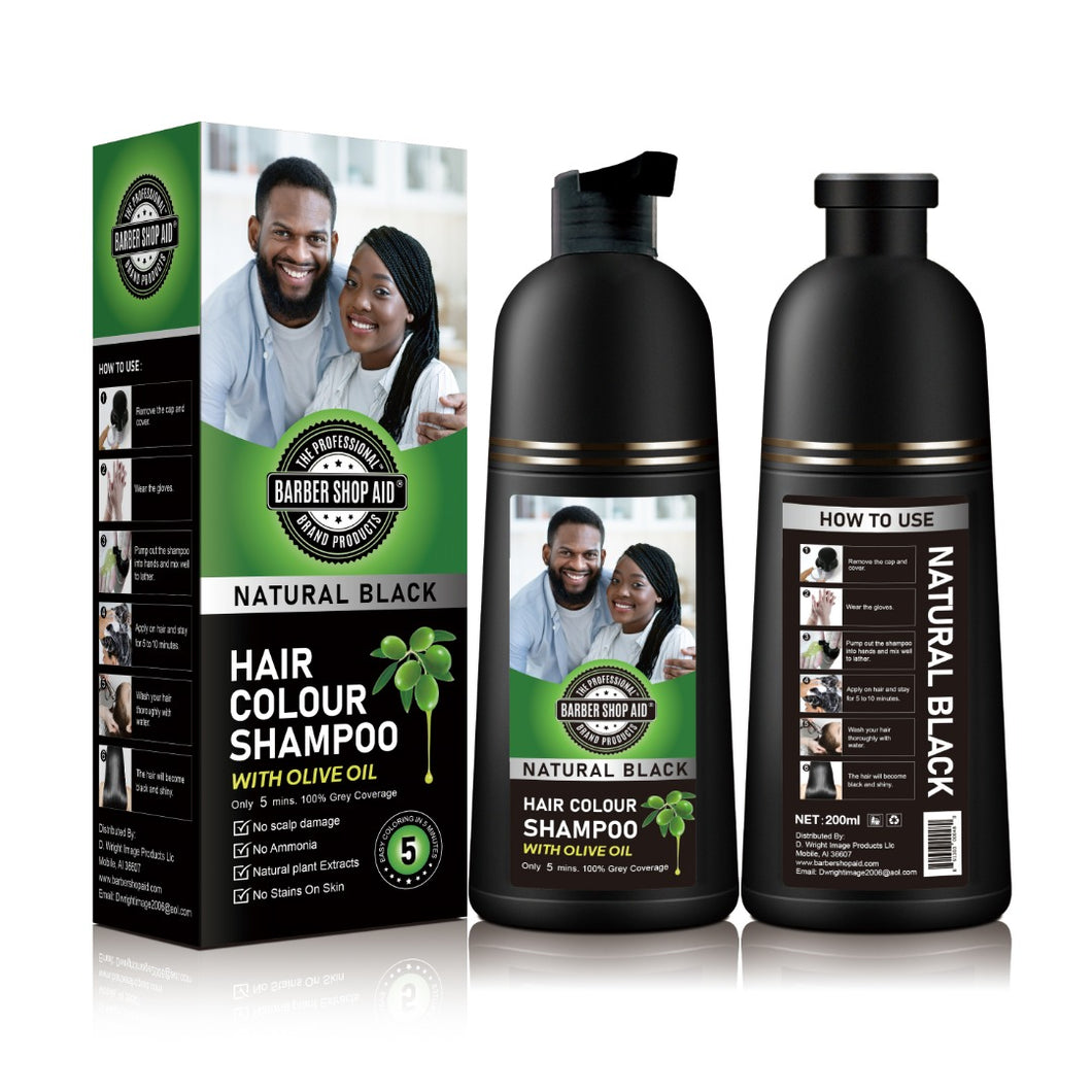 Barber Shop Aid - Natural Black - Hair Colour Shampoo With Olive Oil - 200ml