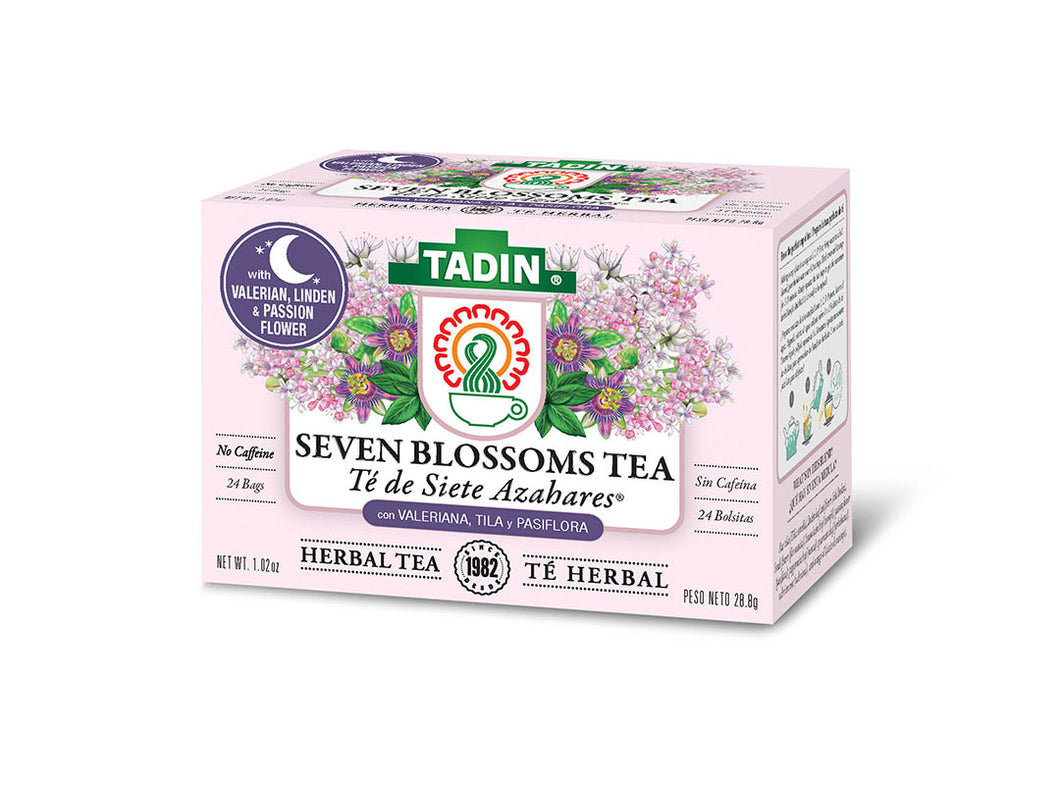 Tadin Seven Blossoms Tea With Valerian, Linden & Passion Flower 24 bags Net Wt. 1.02 Oz No Caffeine