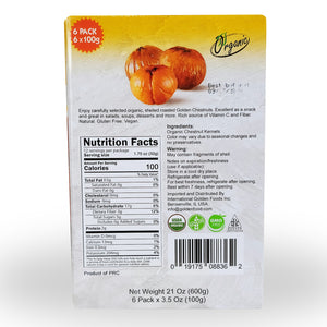 Chestnuts Roasted Whole Organic - 6 Pack (6x100g) Shelled Ready To Eat By Sahara