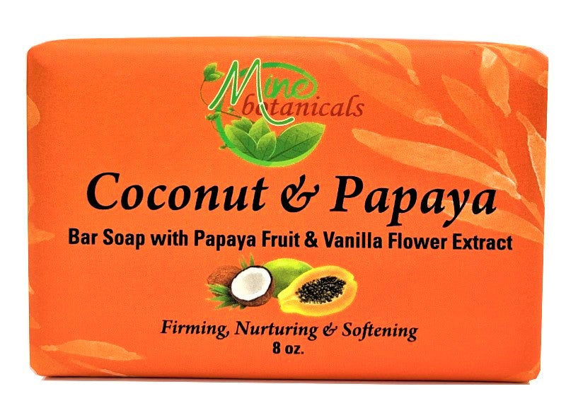 Coconut & Papaya Bar Soap with Papaya Fruit & Vanilla Flower Extract 8oz by Mine Botanicals