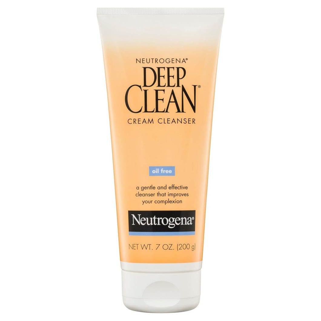 Neutrogena Deep Clean Daily Facial Cream Cleanser with Beta Hydroxy Acid to Remove Dirt, Oil & Makeup, Alcohol-Free, Oil-Free & Non-Comedogenic, 7 fl. oz