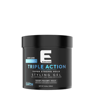 Triple Action Hair Gel Earth Strong Hold by Elegance 8.45 Oz
