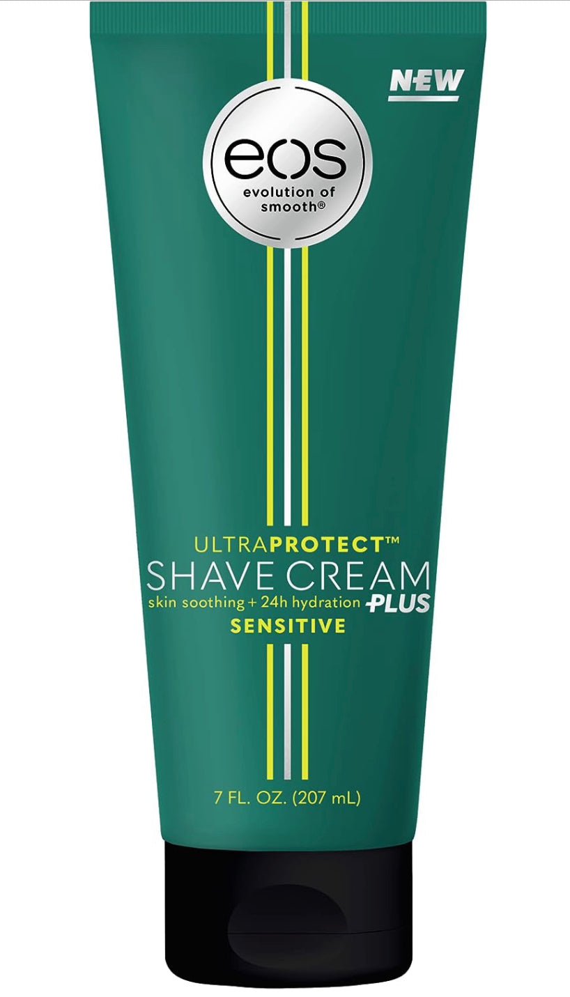 eos UltraProtect Men’s Shave Cream- Sensitive, 24-Hour Hydration, Unscented, Non-Foaming Formula, 7 fl oz