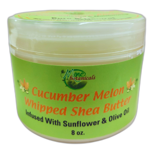 Cucumber Melon Whipped Shea Butter Infused with sunflower & Olive Oil 8oz by Mine Botanicals