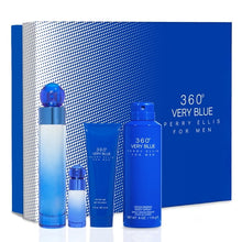 Perry Ellis 360 Very Blue for Men 4pc Gift Set ( 3.4oz EDT Spray, 7.5ml EDT Spray, 6 oz Body Sp)