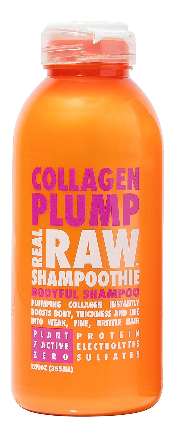 Real Raw Collagen Shampoo - Strengthen & Repair - No Water 100% Pure Aloe Juice & Coconut Water - Sulfate & Paraben Free  12.0 OZ