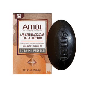 African Black Soap Face & Body Bar Shea Butter + Coconut Oil By Ambi 3.5 oz