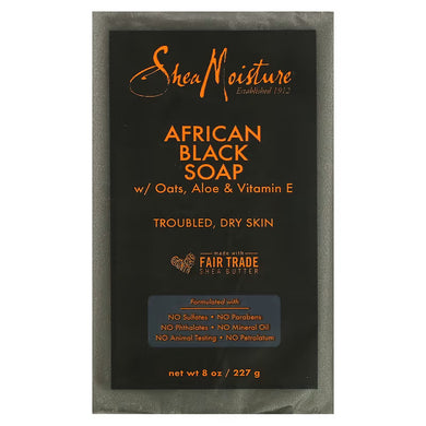 African Black Soap With Oats, Aloe & Vitamin E By Shea Moisture 8oz 227g