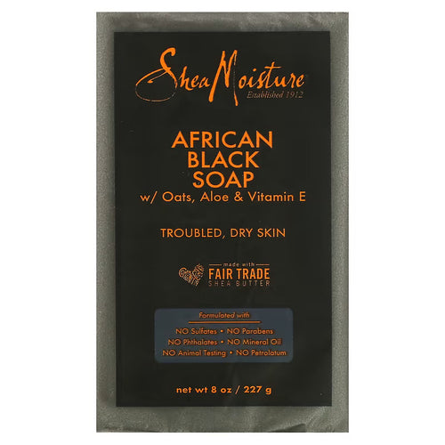African Black Soap With Oats, Aloe & Vitamin E By Shea Moisture 8oz 227g
