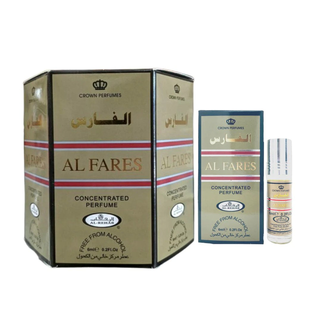 Al Fares 6ml Roll-On Perfume Oil By Al-Rehab Crown Perfumes (Box Of 6)