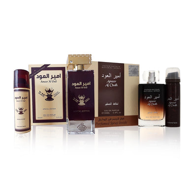 Ameer Al Oud + Oudh VIP BUNDLE By Lattafa & Fragrance World 100ml 3.4 FL OZ + FREE DEO SPRAYS (2x Pieces)