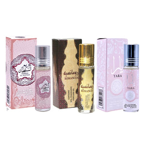 Hareem Al Sultan, Romancea, Yara Roll On Attar Oil Perfume BY ARD AL ZAAFARAN 3x10ml BUNDLE