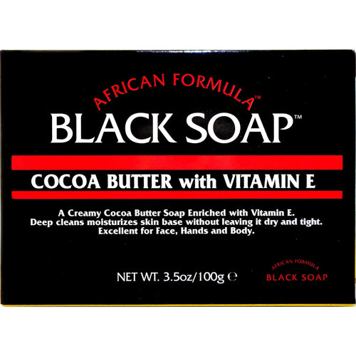 Black Soap Cocoa Butter With Vitamin E Bar Soap 3.5 oz By African Formula