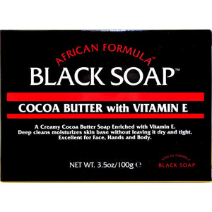 Black Soap Cocoa Butter With Vitamin E Bar Soap 3.5 oz By African Formula